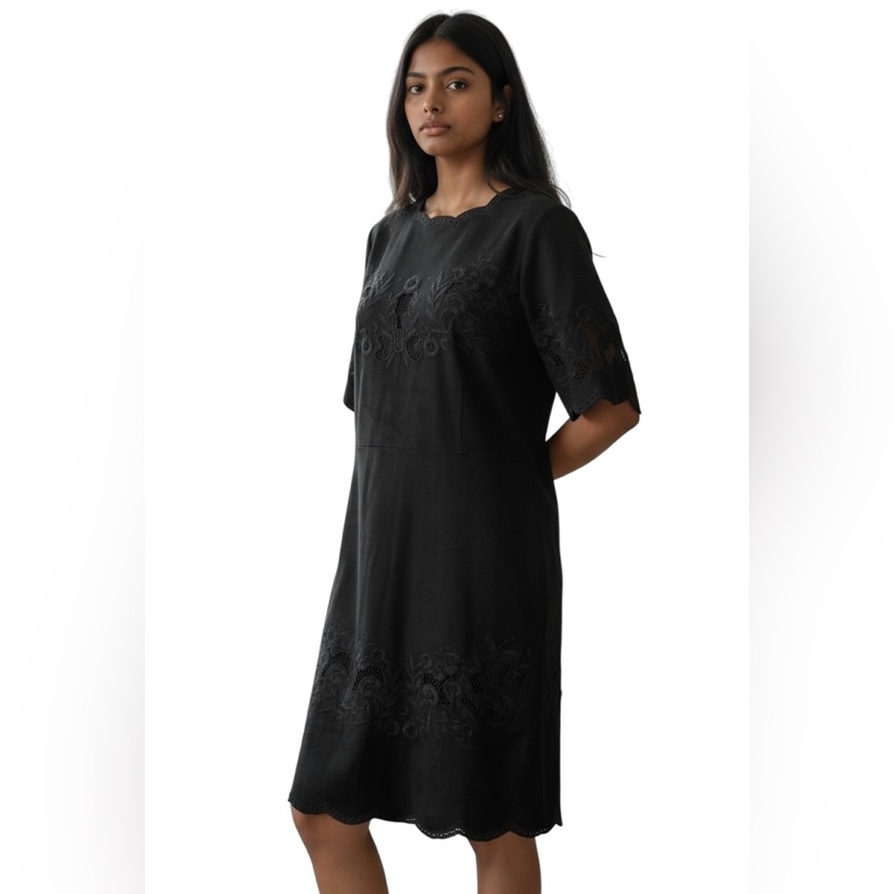 Zara Faux Suede Shift Dress Women’s Large Black.